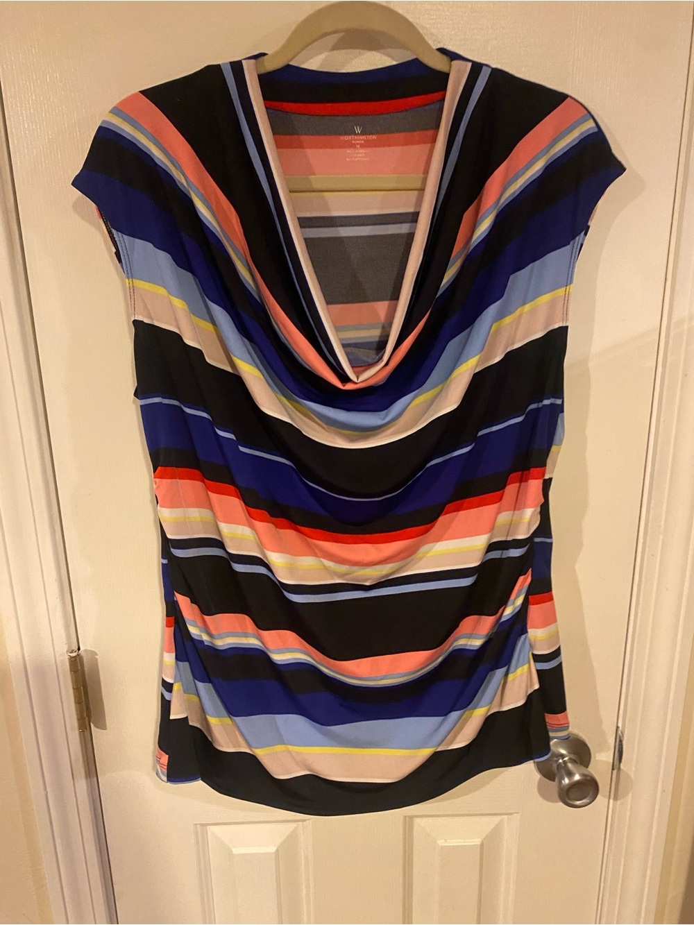 Worthington Multicolor Striped Cowl Neck Blouse - Picture 1 of 4